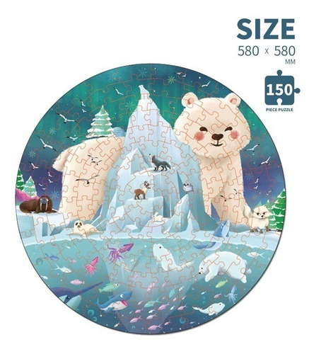 Rompecabezas Circular 150 Pzas Grandes Oso Polar Animales Ed