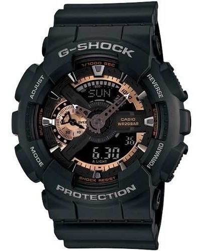 Reloj Casio G-shock GA-110RG-1ADR, resistente a los golpes, correa de reloj, color negro, color de bisel, color de fondo negro
