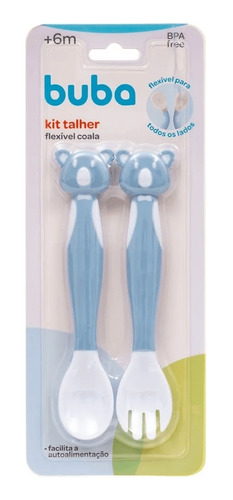 Kit Talher Colher Garfo Flexível Fofo Coala Bebês Buba