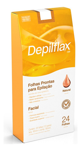 Folhas Prontas Faciais Depilflax Natural C/ 24 Und