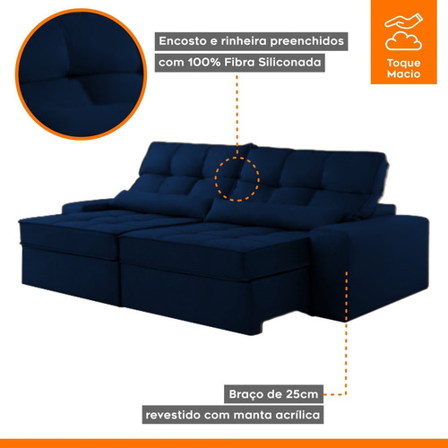 Sofá Retrátil E Reclinável 250cm Enzo Plus