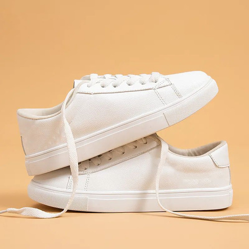 Zapatillas Deportivas Casuales Blancas De Cuero Pu Con Parte