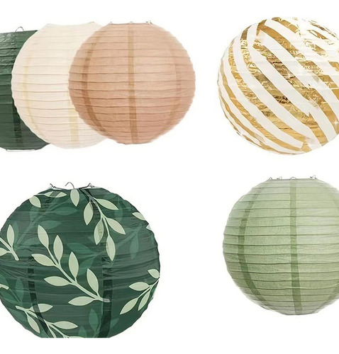 6 Uds Farolillo De Papel, Farol De Bola, Pompones De Papel