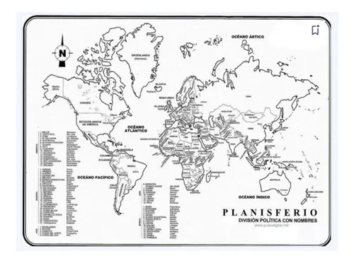comprar Planisferio Con Nombres Tam Carta Mapa