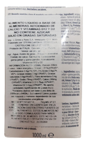 Imagen 2 de 2 de Leche De Almendras 1 Litro