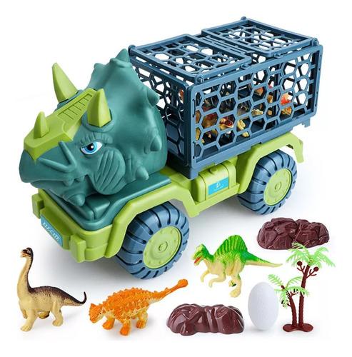 Juguete De Vehículo Transportador De Dinosaurio Color Verde 