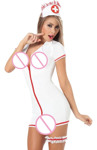 Porno Mujer Lencería Sexy Enfermera Cosplay Encaje Vestido B