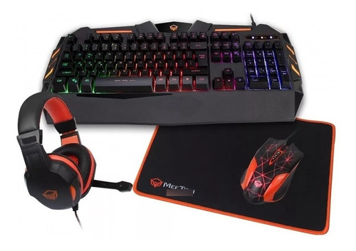 Combo Gamer Ratón Teclado Auricular Y Pad Con Luces Meetion