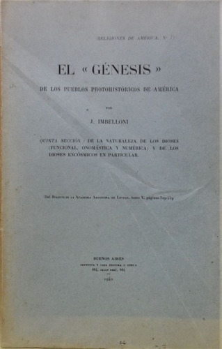 El Genesis Quinta Seccion De La Naturaleza De Los Dioses