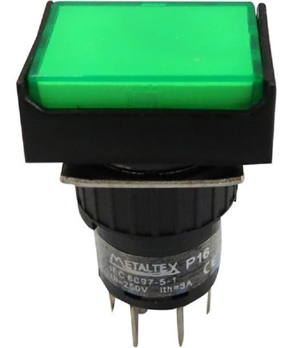Botão Pulsador Iluminado Verde P16-bl7-g2 24vcc 16mm 2rev 