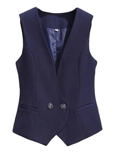 Chaleco Tipo Blazer Mujer Formal Vestir Slim Dos Botones