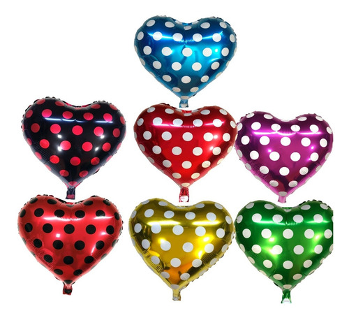 Globo Corazon Metalizado A Lunar 18 Pulgadas Pack X 5 Unidad