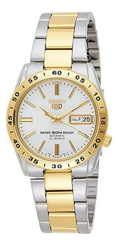 Relógio masculino Seiko 5 Snke04k1 dourado, cor de malha automática, cor de fundo dourado e aço, cor de fundo: prata