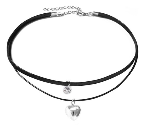 Collar Con Colgante De Corazón En Capas, Collar Pequeño Y Gr