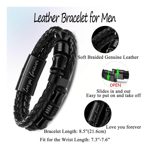 Pulseras De Cuero Barato Para Hombres Negro, 85 Pulgadas De