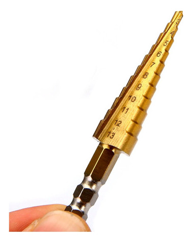 Broca Escalonada Espiral Titanium Hss Profissional 3-13mm