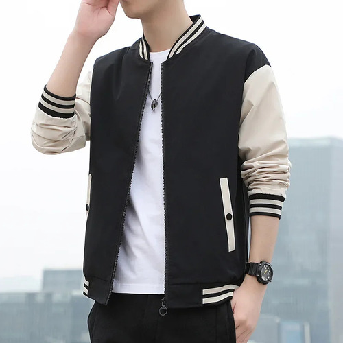 Chaqueta De Béisbol De Estilo Coreano Para Hombre - Top Fino Casual