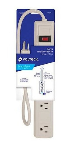 Imagen 2 de 3 de Multicontacto Uso Doméstico 6 Entradas16 Awg Volteck 47182