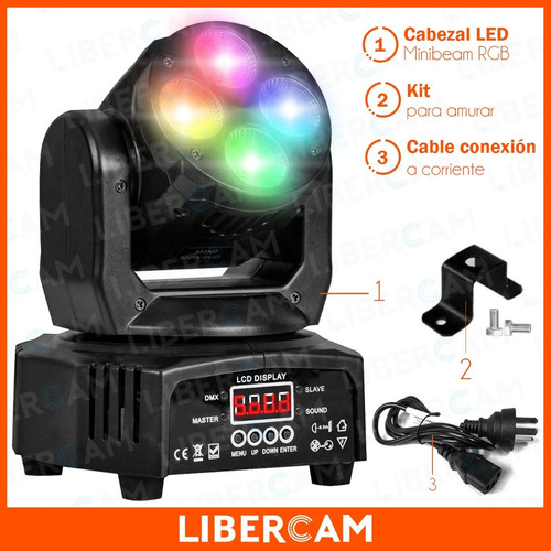 Imagen 8 de 10 de Cabezal Móvil Led Mini Beam 4 Led X 10w Rgbw Fiestas Boliche