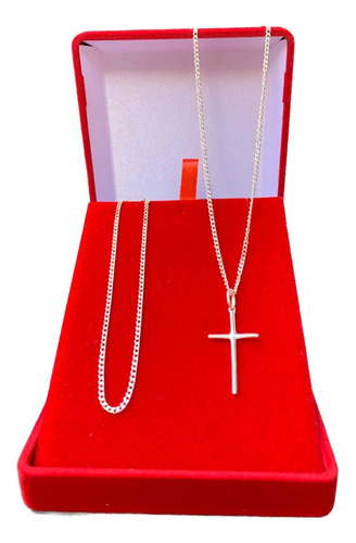 Corrente Colar Crucifixo + Pulseira Grumet E Limpa Pratas