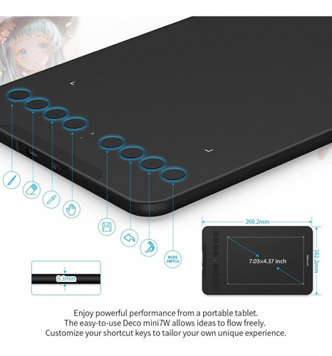 Imagen 5 de 5 de Xppen Deco Mini7w Inálambrica Pro Tableta Digitalizadora
