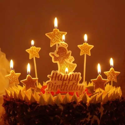 Vela De Pastel Figura Estrella Brillante Accesorio Cupcakes