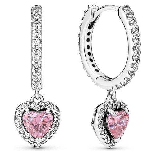 Aretes Pandora Aro Corazón Halo Resplandeciente Plata Ale925