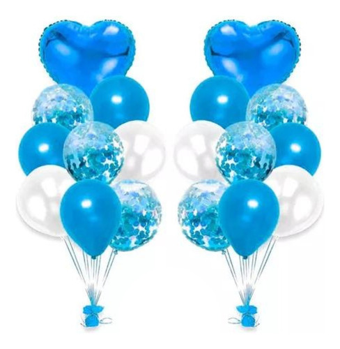 Bouquet Celeste Love De 9 Globos Desinflado Completo