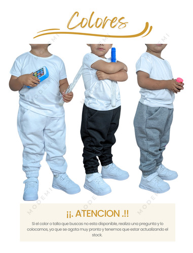 Pants Niño Jogger Pantalón Cómodo + Playera Gratis Blanco