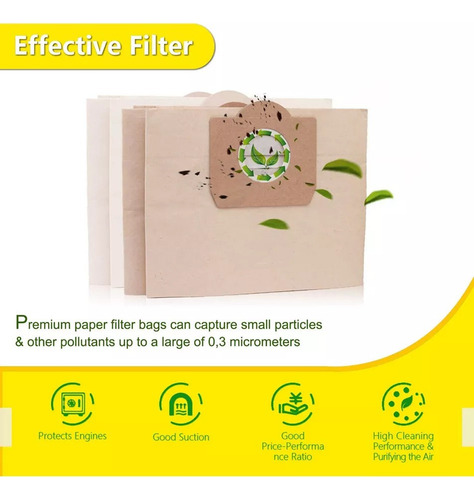 5 Bolsas Papel Para Aspiradora Karcher Wd3/se4001/nt20