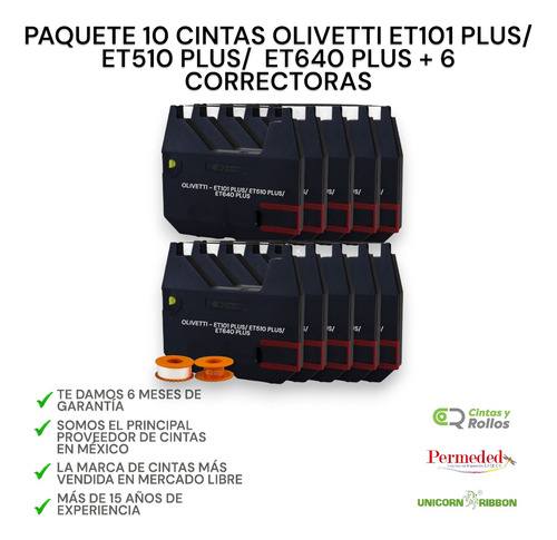10 Cinta Maquina Escribir Olivetti Et101 Plus 510plus +6corr