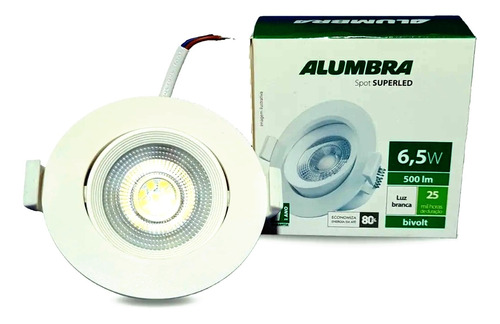 Luminária redondo direcional Alumbra Spot Led Embutir Direcionado Redondo 6,5W Frio Bivolt Alumbra 110V/220V