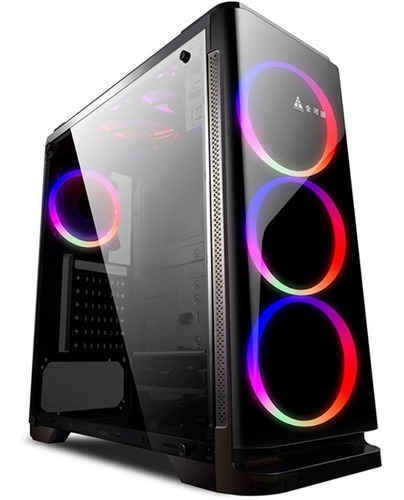 Gabinete Pc Gamer Mid Tower Atx Gp6 X3 Fan Vidrio Temp Luces