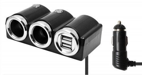 Cargador De Celular Usb Dual Para Auto Mas 2 Socket Portatil