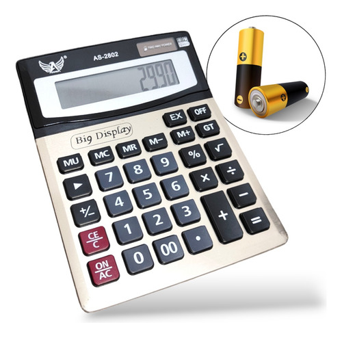 Calculadora De Mesa Tela E Teclado Grande Com Pilha Incluso Altomex AS-2802