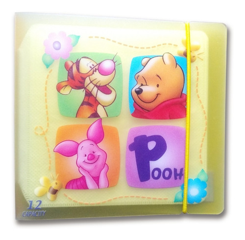 Imagen 1 de 2 de Estuche Porta Cds Dvds Plástico C/elás. Winnie The Pooh 12u.