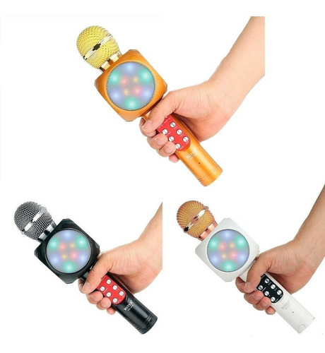 Imagen 3 de 10 de Microfono Karaoke Parlante Bluetooth Luces Led Audioritmicas