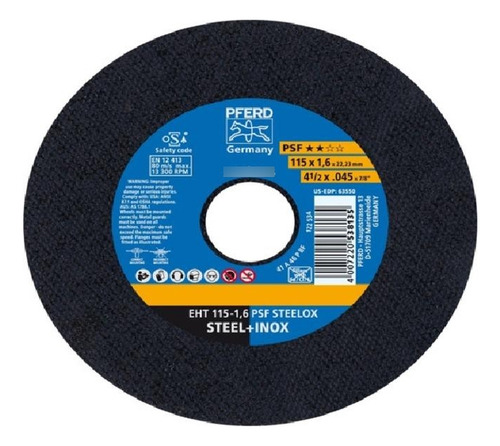 Disco De Corte 115mm X 1mm X 23/23m (4 1/2) Pferd - 100 Unid