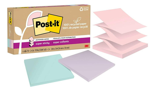 Post-it 100% Papel Reciclado Notas Emergentes Súper Adhesiva