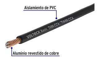 Rollo De 100m De Cable de alucobre Thw Cca 12 Awg Negro, Volteck, 40213