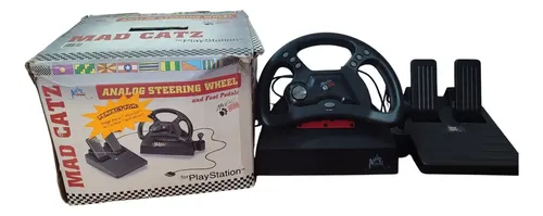 Volant Et Pédalier Mad Catz Pour PlayStation 1 Et 2 - Noir, Filaire, Occasion - Envoi Rapide Et Suivi