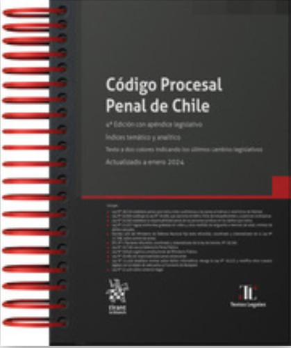Codigo Procesal Penal De Chile 2024(tirant Lo Blanch)