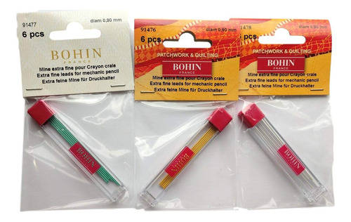 Bohin Chalk Pencil Refill- 3 Color Bundle-yellow, Green...