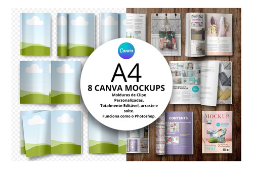 Pack De Mockups Para Canva A4 Revista, Informativo Templates