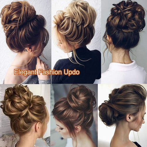 Tousled Updo Desordenado Moño Pieza De Pelo Esponjoso Scrunc