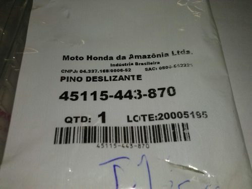 Pino Deslizante Pinça Freio Honda Cb 450 Dx Custon