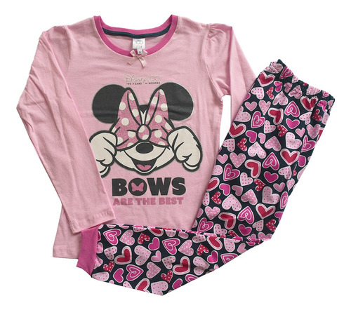 Pijama Original De Minnie Mouse Para Niñas Manga Larga
