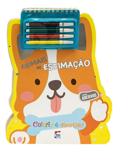 Livro Colorir É Divertido Animais De Estimação Canetinha Adesivos