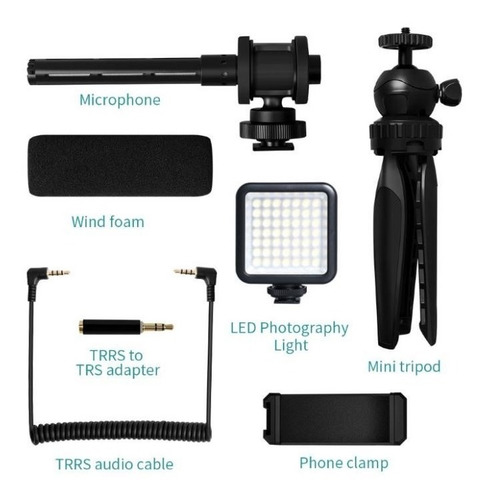 Kit Microfono Soporte Y Luz Led Maono Au- Cm11pl Poadcast