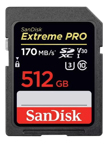 Memoria Sandisk Sd Extreme Pro 512gb Clase10 170mb/s V30 4k